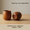 Handcrafted natural jujube wood belly cup, 120ml capacity, vintage wooden mug. - 120ML / Bottom Recessed Belly Cup