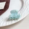 Small light blue acetate hair claw clip featuring elegant marble texture for women. - Sky Blue (3cm)