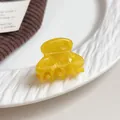 Small yellow marble acetate hair claw clip for elegant ponytail styling - Amber Yellow (3cm)