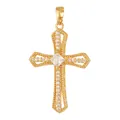 Vintage gold-plated copper cross pendant necklace with sparkling cubic zirconia stones - Vintage Pave Square Center Cross (D1006JB) / Pendant Only (No Chain)
