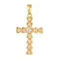 Gold-plated vintage cross pendant with sparkling cubic zirconia inlay for women - Geometric Spliced Cross (D1001JB) / Pendant Only (No Chain)