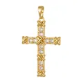 Vintage gold plated cross pendant with shimmering cubic zirconia and X-pattern design - X-Cross Design White Zirconia Cross (D1003JB) / Pendant Only (No Chain)