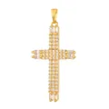 Vintage gold plated cross pendant necklace with shimmering white cubic zirconia crystals - Baguette White Zirconia Cross (D1005JB) / Pendant Only (No Chain)