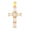 Vintage gold plated cross pendant featuring sparkling baguette-cut cubic zirconia stones - Baguette Cut Clear Zirconia Cross (D1009JB) / Pendant Only (No Chain)