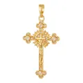 Elegant gold-plated retro crucifix pendant necklace with sparkling cubic zirconia inlays - Crucifix Radiant Line Cross (D1011JB) / Pendant Only (No Chain)