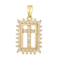 Vintage gold plated rectangular cross pendant featuring sparkling cubic zirconia stones inlay - Rectangular Border White Zirconia Cross (D1014JB) / Pendant Only (No Chain)
