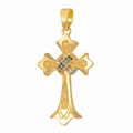 Vintage gold-plated copper cross pendant inlaid with vibrant multi-colored zirconia - Granulated Process Multicolored Zirconia Cross (D1018JC) / Pendant Only (No Chain)