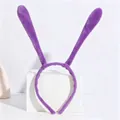 Detail shot of the soft purple plush rabbit ears headband for cosplay and party - Purple Antenna