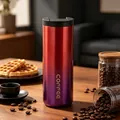 Modern insulated stainless steel coffee tumbler with red to purple gradient finish - 550ml / Gradient Purple
