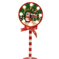 Festive wooden Christmas signpost decorative light with LED bulbs and penguin art - Red Penguin