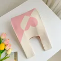 Elegant knitted tote bag featuring a cute pink and cream heart pattern for women - Pink Heart