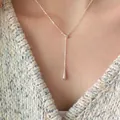 Collana a Y in argento sterling S925 con elegante pendente a goccia per donna - Argento 925 / Argento