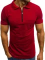 Detailansicht eines roten Herren-Poloshirts mit Reißverschluss und Brusttasche - S / Rot