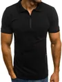 Nahaufnahme eines modernen schwarzen Slim-Fit-Poloshirts mit Reißverschlusskragen - S / Schwarz