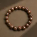 Authentic gold silk sandalwood Buddhist prayer beads bracelet with natural wood grain - Single Loop / 10mm 19 Beads