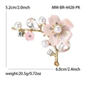 Élégante broche fleur de cerisier rose avec strass brillants et perles pour femme - Rose