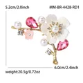 Broche Sakura élégante en alliage avec cristaux roses et perles blanches pour femmes - Rose Rouge
