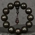 Handcrafted Zambian Blood Sandalwood beads bracelet with distinctive gold star patterns - Lucky Cloud & Gourd (20200527) / 12 Pendants Set / Black Red Gold Star (20mm)