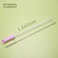 Professional 1.2cm Tritan reusable straw set with light purple tip and cleaning brush included - 1.2x21cm / Lavender