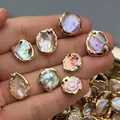Irregular natural freshwater baroque pearls with gold plated edges for DIY jewelry craft - No.49 Width 11-13mm