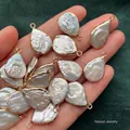 Natural teardrop baroque pearls with gold plated edges for DIY jewelry making accessories - No.25 Single Loop Width 13-15mm
