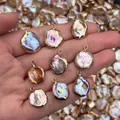 Natural baroque freshwater pearl charms with gold-plated edges for DIY jewelry making - No.53 Width 11-13mm