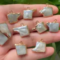 Irregular baroque freshwater pearls with gold-plated edges for DIY jewelry crafting. - No.50 Width 9-10mm