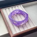 Elegant purple marbled resin bangle with a curved acetate design for women's fashion - Purple with Swirl