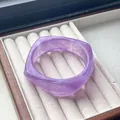 Elegant purple marbled resin bangle bracelet with curved square design for women - Dreamy Purple