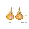 Gold titanium steel oval leverback earrings with yellow faceted crystals, 16mm - Yellow Opal