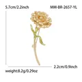 Broche de flor de clavel amarillo para trajes de mujer con dimensiones y peso - Amarillo Dorado