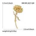 Elegant gold carnation flower brooch for women featuring detailed petals and 5.7cm length - Gold-plated 2657-gm