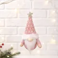 Gnomo di Natale fatto a mano in peluche rosa lavorato a maglia con stella dorata - Ciondolo Uomo Della Foresta Rosa / Rosa