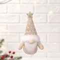 Gnomo di Natale da appendere in maglia beige con barba soffice e stella dorata decor - Ciondolo Uomo Della Foresta Beige / Beige