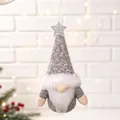 Gnomo di Natale in peluche lavorato a maglia grigio con decorazione a stella argento - Ciondolo Uomo Della Foresta Grigio / Grigio
