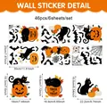 Detailed 46pcs Halloween wall sticker set featuring black cats and pumpkins motifs - Black Cat Pumpkin (6 Sheets) / 20x30cm
