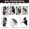 Halloween PVC wall sticker set with ghost bat cat designs including size specifications - Skeleton Cat Ghost (4 Sheets) / 20x30cm