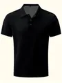 Polo classique noir à manches courtes pour hommes avec tissu en maille gaufrée respirant - S / Noir