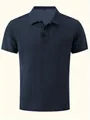 Polo bleu marine pour homme à manches courtes avec une texture gaufrée haut de gamme - S / Bleu Marine
