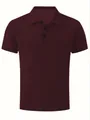 Classic summer men's mesh ice silk short sleeve polo shirt in a deep burgundy shade - Burgundy