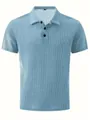 Premium light blue mesh ice silk polo shirt for men with short sleeves and buttons - Light Blue