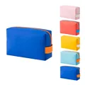 Vibrant collection of PU leather makeup bags featuring portable handles and top zippers - Regular Size / Royal Blue