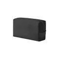 Minimalist black PU leather cosmetic bag with side handle, zipper closure and matte finish - Regular Size / Black
