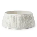 Elegant white cable-knit Christmas tree collar for festive holiday base decoration - White Braid Stripe Knit (ML-Q350)