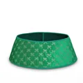 Emerald green Christmas tree collar featuring elegant gold bow pattern for holiday decor - Green Adjustable Bowknot Pattern (ML-Q833A)