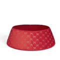 Adjustable red fabric Christmas tree collar featuring elegant silver bow pattern details - Red Adjustable Bowknot Pattern (ML-Q833B)