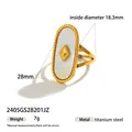 Anillo de acero de titanio dorado con nácar blanco e incrustación de rombo - Anillo de Titanio con Nácar en Rombo (2405GS28201JZ)