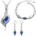 Elegante set di gioielli in argento con cristalli blu marquise e collana coordinata - Argento Blu Reale