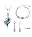 Set di gioielli con cristalli blu mare taglio marquise e finitura placcata argento - Blu Mare Argento