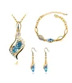 Elegante set di gioielli con cristalli marquise blu mare in oro con collana e bracciale - Blu Mare Dorato